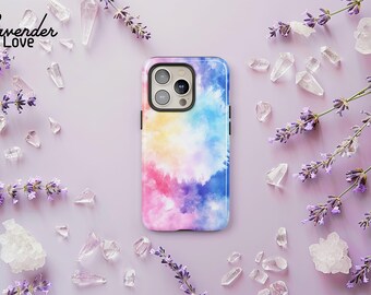 Rainbow Swirl Phone Case, Abstract Colorful Cover, Tie Dye Case, iPhone 16 15 14 13 12 Pro Max, Samsung S24 S23 S22 Ultra Plus, Pixel 8 7 6