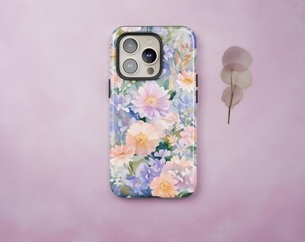 Artistic Wildflower Floral Phone Case: Pastel Painted Flowers Spring Cover iPhone 16 15 14 13 12 Pro Max, Samsung S24 S23 Ultra, Pixel 8 7 6