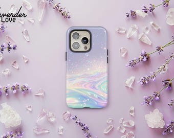 Rainbow Aura Phone Case: Iridescent Pastel Ocean Cover iPhone 17 16 15 14 13 Air Pro Max, Samsung S25 S24 S23 S22 Ultra Plus, Pixel 9 8 7