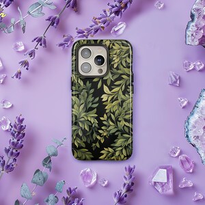 Nature Inspired Tough case, Green Botanical Leaf Pattern, Forest Case iPhone 16 15 14 13 Pro Max, Samsung S24 S23 S22 Ultra Plus, Pixel 8 7