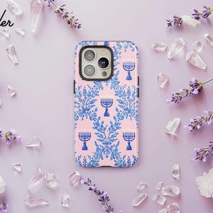 Pink Hanukkah Menorah Phone Case: Holiday Winter Cover iPhone 17 16 15 14 13 Air Pro Max, Samsung S25 S24 S23 S22 Ultra Plus, Pixel 9 8 7