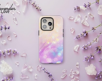 Iridescent Opalescent Inspired Glitter Phone Cover, Pastel Rainbow Case iPhone 16 15 14 13 12 Pro Max, Samsung S24 S23 Ultra Plus, Pixel 8 7