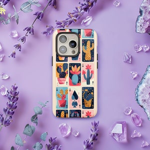 Funda para teléfono con plantas, naipes de cactus, collage de suculentas adorables, álbum de recortes para iPhone 16, 15, 14, 13 Pro Max, Samsung S24, S23 Ultra Plus, Pixel 8, 7