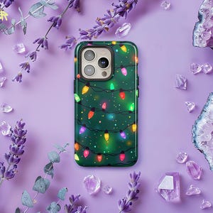 Christmas Lights Phone Case, Cute Holiday Case, Winter Gift Cover iPhone 16 15 14 13 12 Pro Max, Samsung S24 S23 S22 Ultra Plus, Pixel 8 7 6