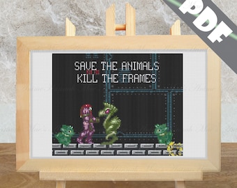 Super Metroid Save the Animals Digital Cross-Stitch Pattern