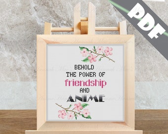 Behold the Power of Anime Digital Cross-stitch Pattern