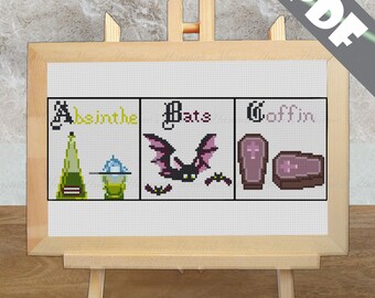 Gothabet Digital Cross-Stitch Pattern Series Part 1: A-C
