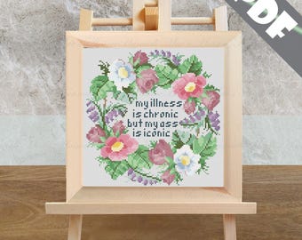 Chronic but Iconic - A Chronic Illness Digital Cross-Stitch Pattern