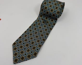 Corbata de seda geométrica Kenneth Cole Production Y2K (no listada)