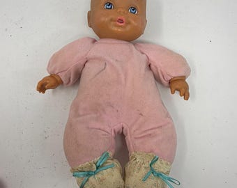 Muñeco de peluche rosa de cuerpo suave para bebé recién nacido Tyco Magic Bottle, vintage de 1990, 30 cm (12 pulgadas)