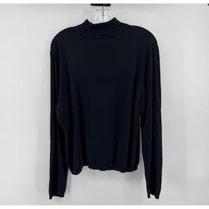 Suéter de punto de manga larga con cuello alto, 100 % algodón, color negro, para mujer de Pendleton, talla grande