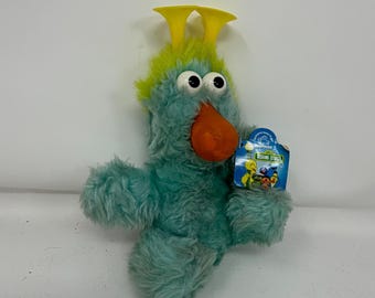 Peluche mini Honker de Barrio Sésamo, color azul eléctrico, con sonido, de colección, año 1992 (32069)