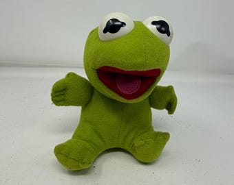 Peluche vintage de 1987 de la Rana Gustavo Bebé, Muppet Babies, juguete de Jim Henson, color verde.