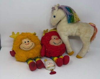 Lote de peluches vintage de Rainbow Brite de 1983: Sprites, Starlite, Caballo, Twink, Mattel
