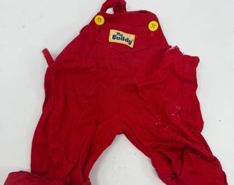 Muñeco My Buddy vintage con overol rojo, conjunto de repuesto de Playskool de los años 80. Juguete retro.