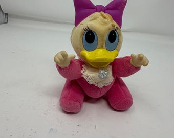 Peluche vintage de Disney Babies Baby Daisy Duck rosa de 10 cm (4 pulgadas) de Applause Toy 14517