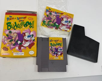 Juego de Nintendo NES "The Ren & Stimpy Show Buckeroos" - Caja y manual (CIB) - THQ 1993