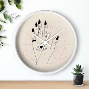 Mystical Hand Wall Clock - Boho Home Decor, Unique Gift for Witchy Vibes, Perfect for Occult Lovers, Modern Wall Clock