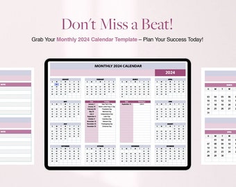 2024 Calendar Monthly Template | Blue Pink Palette | Simple Annual Budget | Personal Finances | Easy Google Sheets | Financial Planner Easy