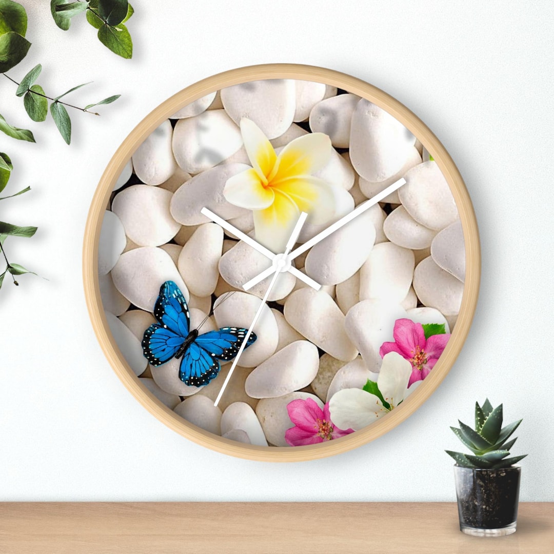 Nature-inspired Wall Clock: Butterfly and Flower Decor, Home Decor Gift ... - Nature-Inspired Wall Clocks