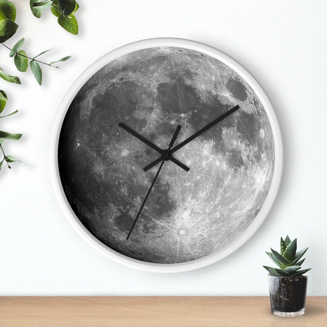 Moon Wall Clock - Celestial Home Decor, Modern Astronomer Clock, Unique ...
