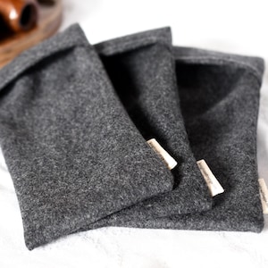 3 Wool Felt Pipe Socks | Travel Pouch for Tobacco Pipe | Fold Over Bag