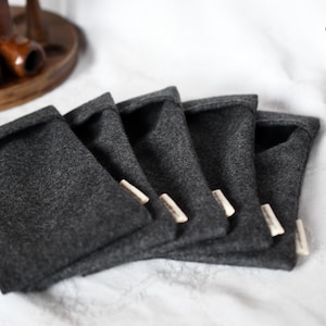 5 Wool Felt Pipe Socks | Travel Pouch for Tobacco Pipe | Fold Over Bag