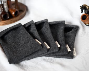 5 Wool Felt Pipe Socks | Travel Pouch for Tobacco Pipe | Fold Over Bag