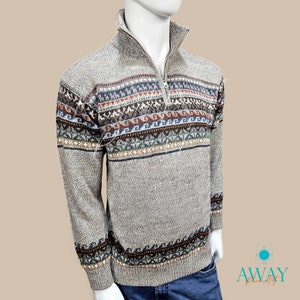 Alpaca Cardigan sweater for men, Men&#39;s Wool Sweater, Royal Beige weater,Stylish Handmade Alpaca Sweater for Men,Hand Knitted Alpaca Cardigan
