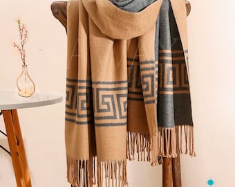 Reversible Alpaca Shawl: Elegant Winter Scarf Wrap