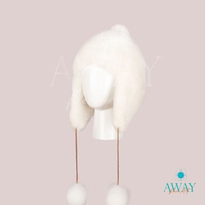 White Baby Alpaca Fur Hat | UNISEX Luxury Baby Alpaca Fur Hat | Extra Fine Genuine Baby Alpaca Fur | Russian Winter Hat