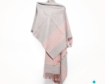 Reversible Alpaca Shawl: Elegant Geometric Scarf Wrap