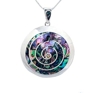 Peruvian Spiral Necklace Shell Inlay - Sterling Silver