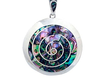 Peruvian Spiral Necklace Shell Inlay - Sterling Silver