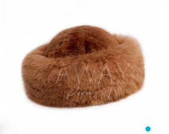 Brown Baby Alpaca Hat | Handmade Genuine Baby Alpaca Extra Fine Fur | Luxury Baby Alpaca Hat for Women