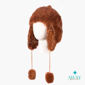 Brown Baby Alpaca Fur Hat | UNISEX Luxury Baby Alpaca Fur Hat | Extra Fine Genuine Baby Alpaca Fur | Russian Winter Hat