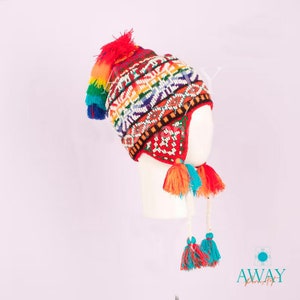 Peruvian beaded chullo, chullo quero, peruvian mystic shaman hat, handmade chullo, colorful winter chullo, typical peruvian chullo
