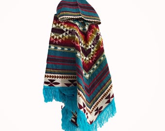 Handmade Alpaca Poncho: Unisex Ecuadorian Wool Shawl