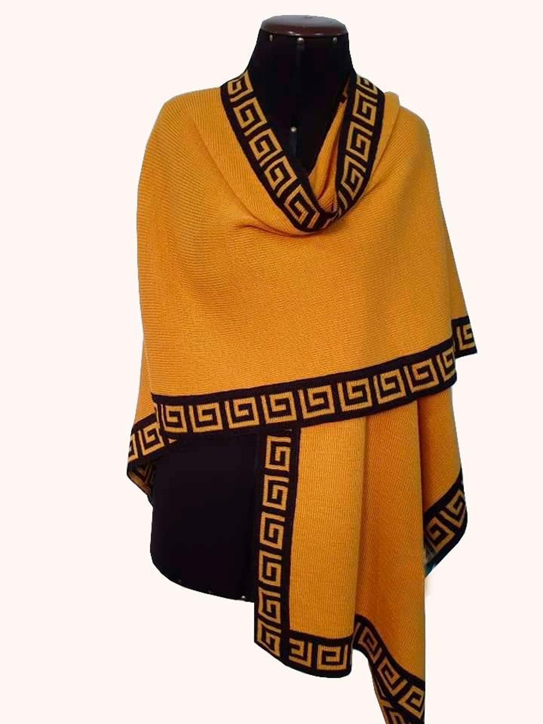 Yellow Alpaca Wool Cape: Inca Geometric Ruana Shawl - Etsy
