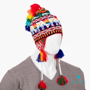 Typical Peruvian chullo, Peruvian beaded chullo, quero chullo, Peruvian mystical shaman hat, handmade chullo, colorful winter chullo