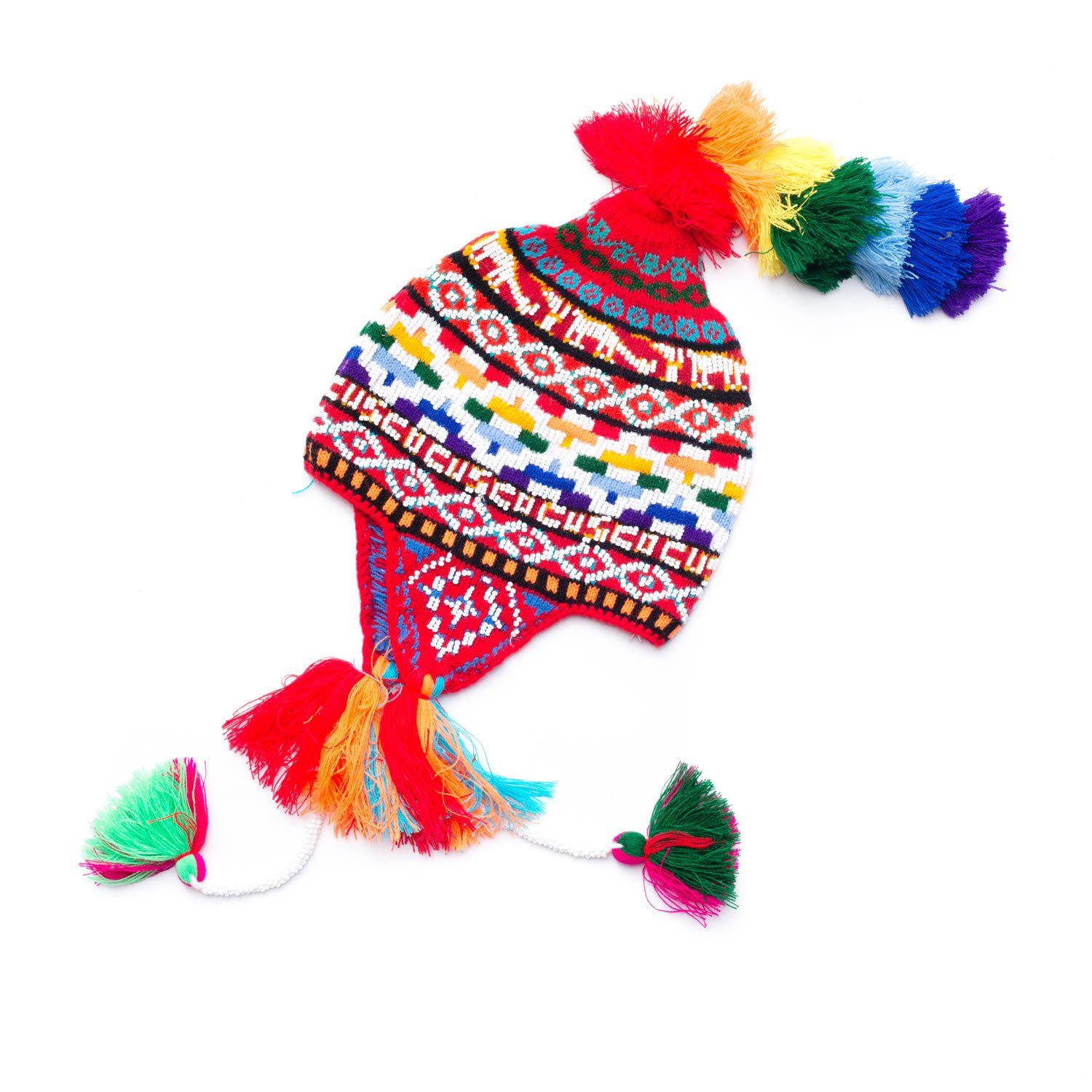 Peruvian Beaded Chullo: Handmade Colorful Winter Hat - Etsy