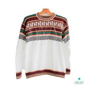 White Alpaca sweater, Peruvian sweater, men&#39;s sweater, formal and casual sweater for men