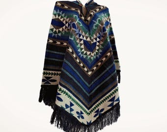 Handmade Alpaca Poncho: Unisex Ecuadorian Wool Shawl