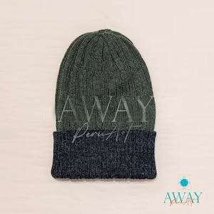 Deep Green & Gray Reversible Alpaca Beanie, Alpaca wool winter hat Deep Green and Gray, Beanie hat made of baby alpaca wool, Beanie Alpaca