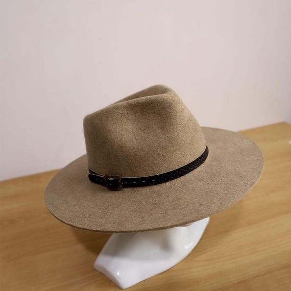 Stylish Peruvian Alpaca Wool Tan Fedora Hat with Two Bands peruvian-nuna-camel-fedora-hat  main image 2