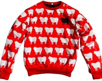 Handmade Princess Diana Black Sheep Jumper, Soft Jumper, Diana's Black Sheep Sweater, Women's Red Sweater