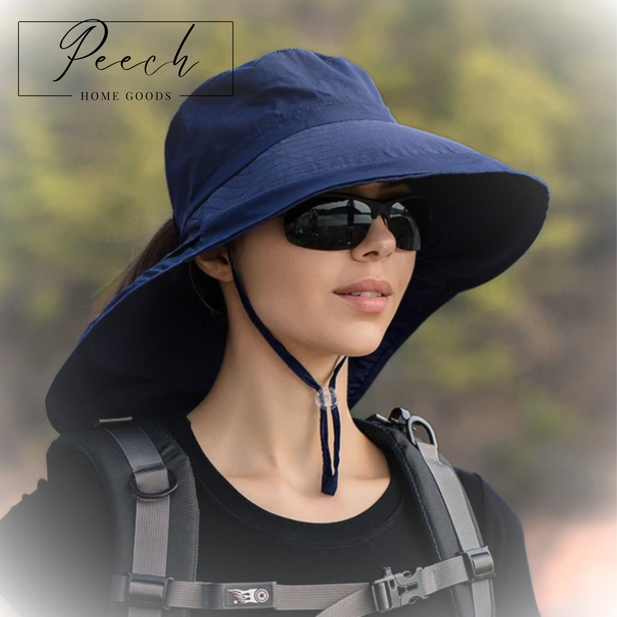 Ponytail Sun Hat, Wide Brim Hat UPF 50, Outdoor Hiking Hat, Ponytail