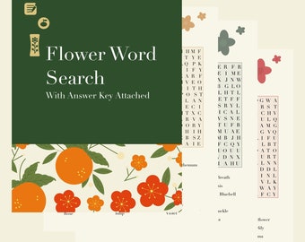 Flower Word Search| 3 Pages