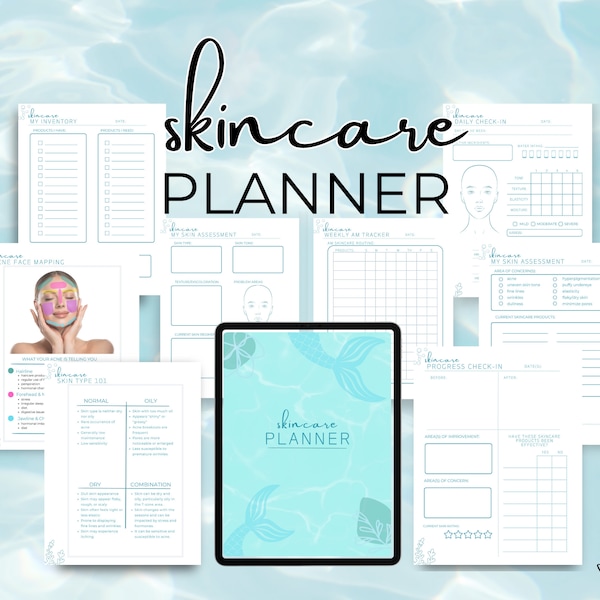 Self Care Planner for Healthy Skin - Skincare Planner with Daily Habit Tracker, Acne Mapping Guide, Skincare Budget Planner and more!