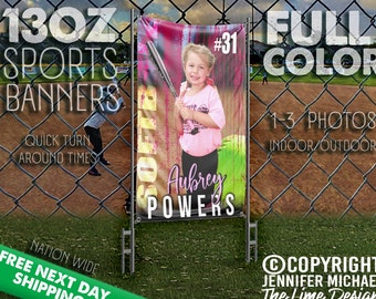 Pink Softball Personalized Sports banner | Wall art |  Custom Vinyl Banners |  High School | Homecoming | Senior night | Fast turn around